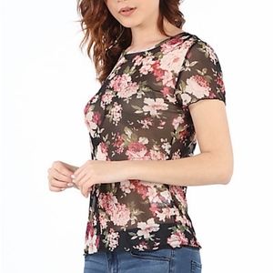 LAVENDER FIELD Sheer Floral Top